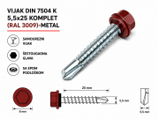 VIJAK DIN 7504 K 5,5x25 KOMPLET (RAL 3009)-METAL